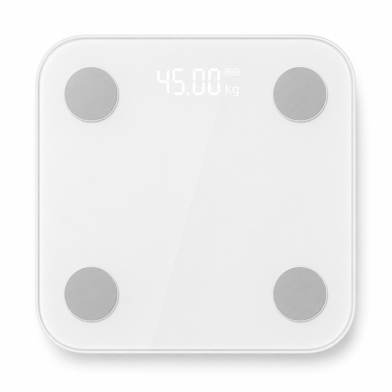 Titan Smart Scale top-down view with glowing LED display and four electrode pads